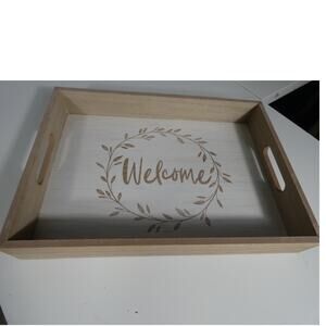 Serving Tray With Handles Welcome Rustic Decor  Cottagecore Lightweight